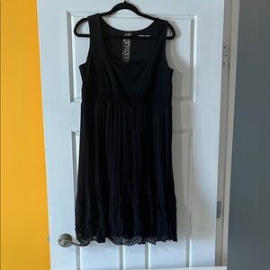 Simon Chang Black Pleated Midi Dress